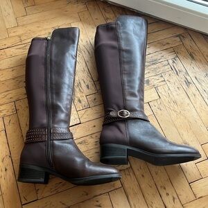 Bandolino Brown leather riding tall boots women size 7.5
